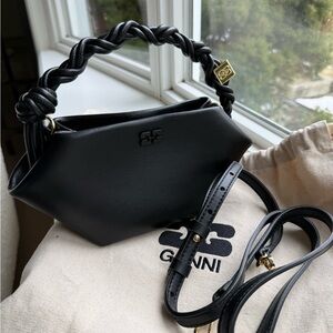 Ganni Black Leather Mini Bou bag NWT